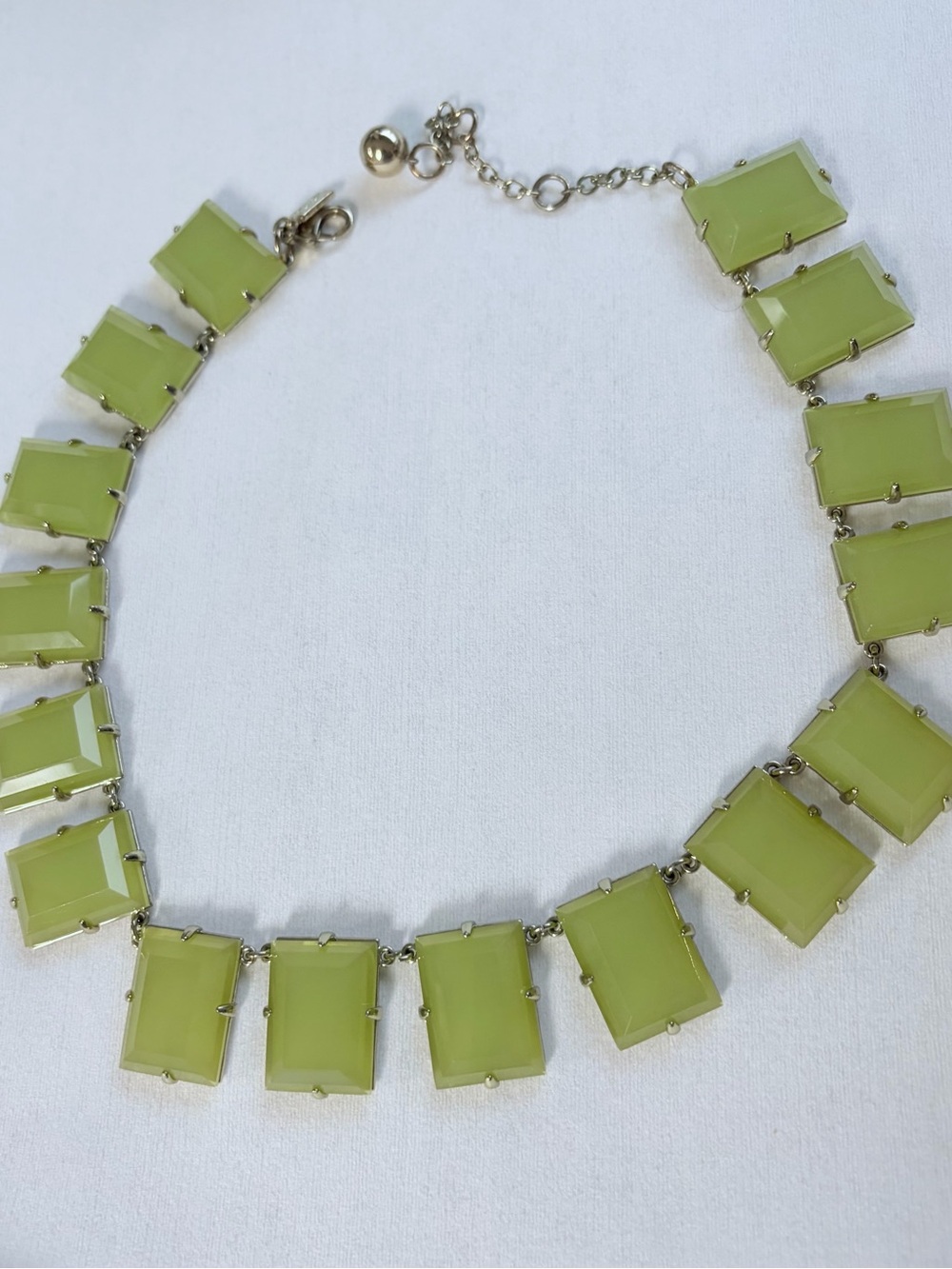 Kate Spade emerald cut green resin 20” Necklace in gold tone